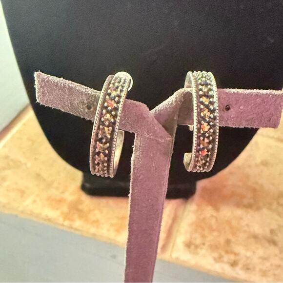 Judith Jack 925 Sterling Silver Hoop Earrings - Picture 4 of 13